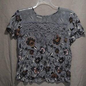Maurices Floral Lace Blouse - Gray and Black